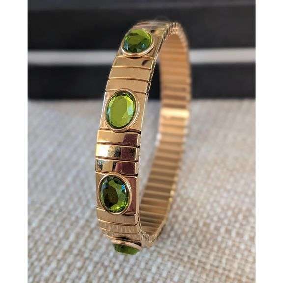 Pierre Lorren 24k Gold Plated Swarovski Peridot Bracelet
