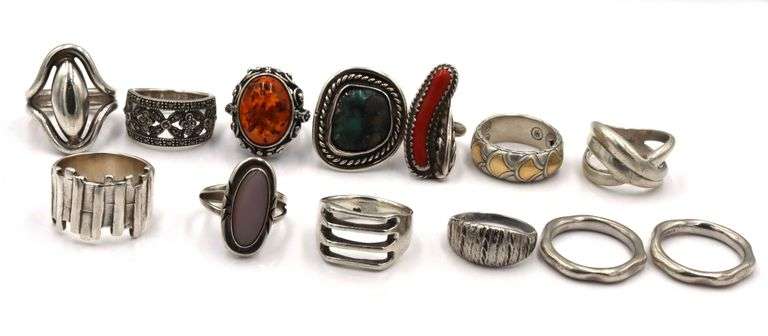 Big group lot of Vintage 925 sterling silver rings
