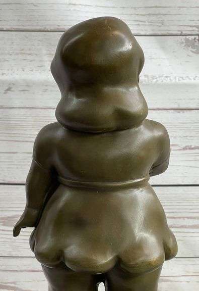 Young Girl Bronze Sculpture on Marble Base