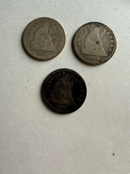 1876 S 1877 S 1878 Seated Quarters