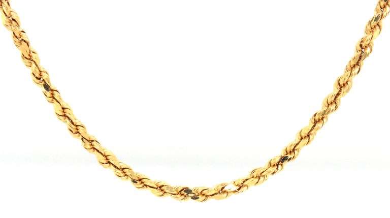 Sought After 18K YG Diamond Cut Rope Necklace