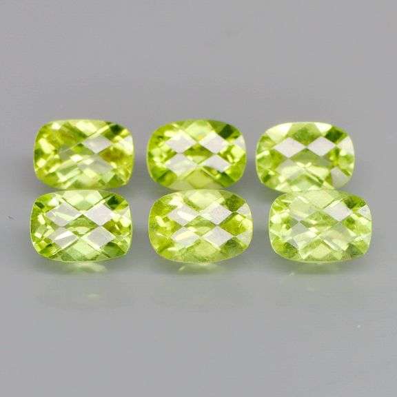 Checkerboard and cushion cut? Wow! 5.60ct set of Peridot!