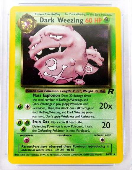 Pokémon 2000 Dark Weezing Stage 1 Holo Card, 7.5 NM+