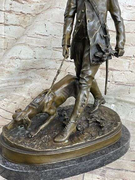 Fox Hunt Club Scent Hound Dog Hunter Bronze Sculpture