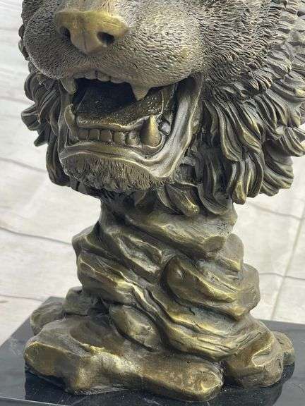 Royal Lion Head Bronze Statue