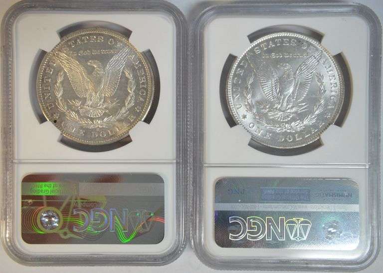 Virtual Gem BU 1881-S & 1887 Morgan Silver Dollars. NGC MS64