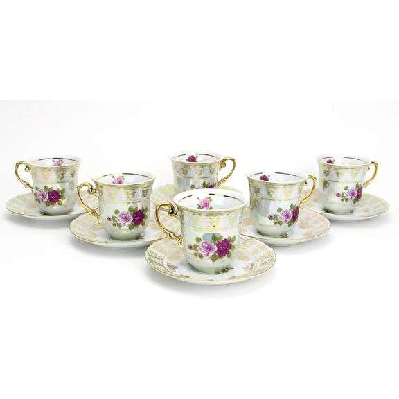 24K European Porcelain 17 Piece Tea and Coffee Set