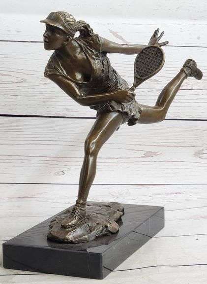 Female Tennis Player Bronze Satue