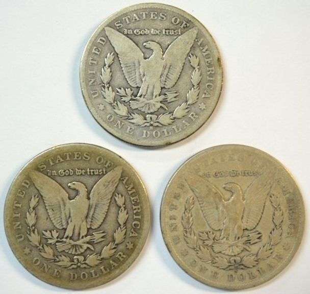 3 Rare key date 'S' Mint Morgan Silver Dollars: 94-S, 03-S, & 04-S