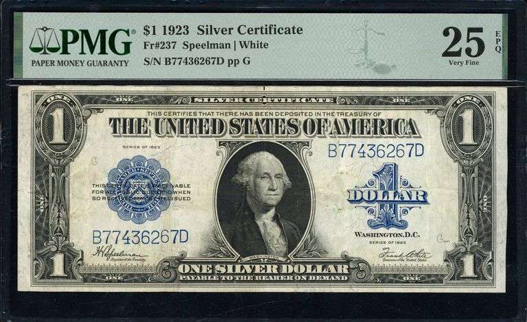 1923 $1 Silver Certificate Speelman White Fr. 237 PMG Very Fine 25 EPQ