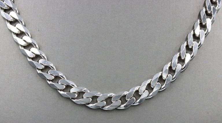 925 Sterling silver 8mm flat curb link chain necklace