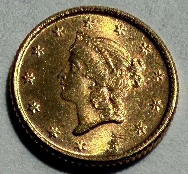 1850 Gem Unc $1 US Gold