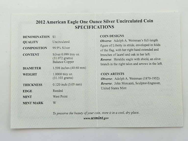 2012-W Burnished American Silver Eagle, OGP