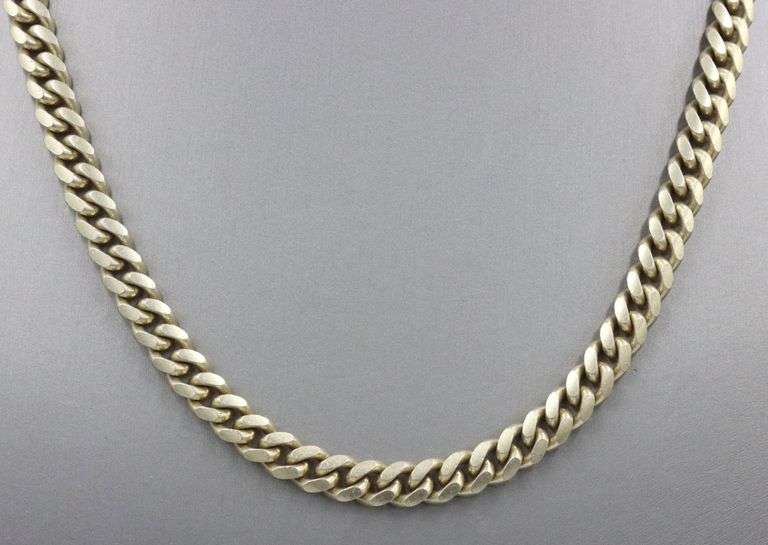 Italian Vintage 925 sterling silver flat Cuban chain necklace