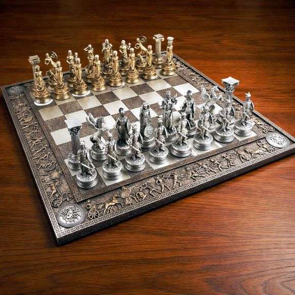 Hand-Painted Greek Mythology Chess Set