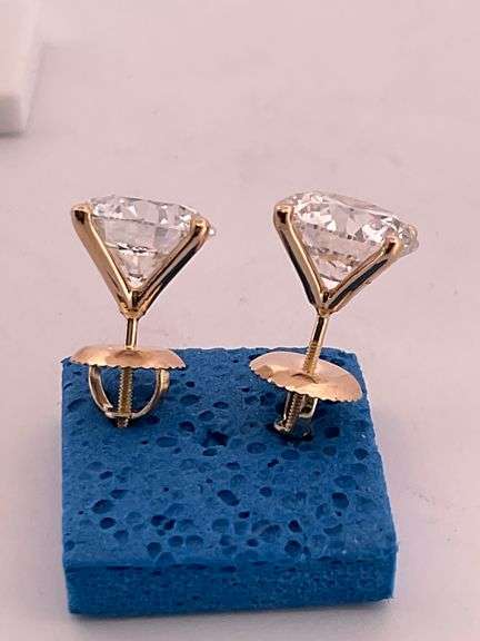 4.00 CARATS DIAMOND STUDS, BRAND NEW, 14K YELLOW GOLD