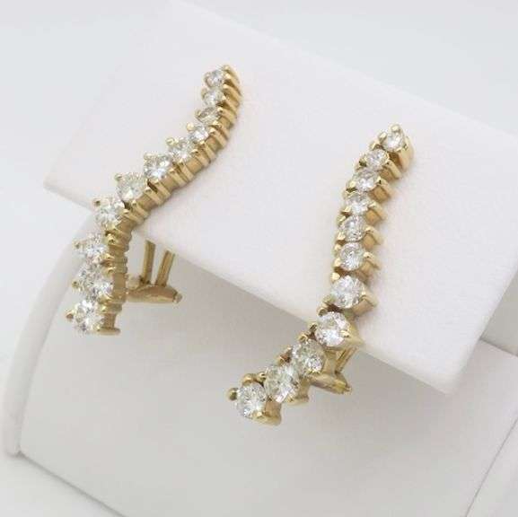 Diamond Climber Earrings made in 14k Yellow Gold
