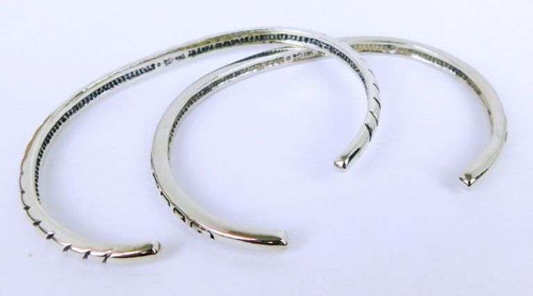 2 Carolyn Pollack Sterling Stacking Cuff Bracelets
