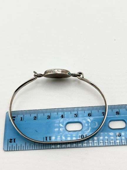 925 Sterling Silver Mexico Navajo-Style Handmade Natural Turquoise Center Cuff Bracelet