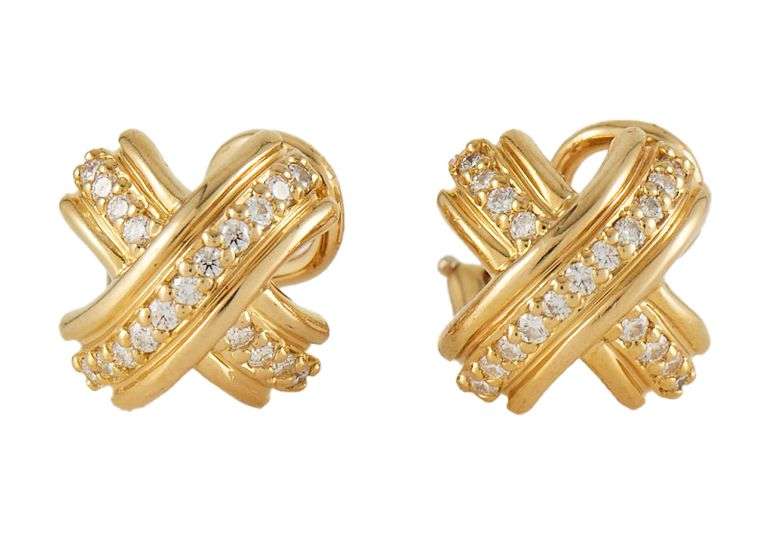Tiffany & Co. 0.50ctw Diamond X Clip On Earrings in 18K