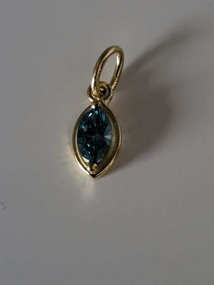 Certified Yellow Gold Blue Lab Diamond Pendant