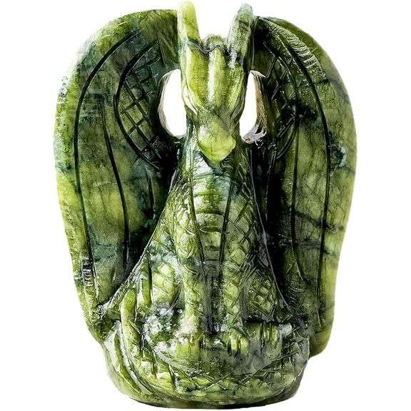 Hand Carved Natural Green Jade Dragon