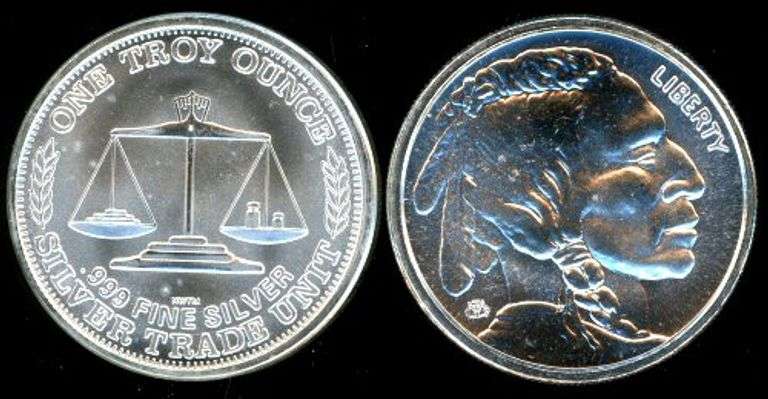 2 Different Designs of 1 Troy Ounce .999 Silver Rounds