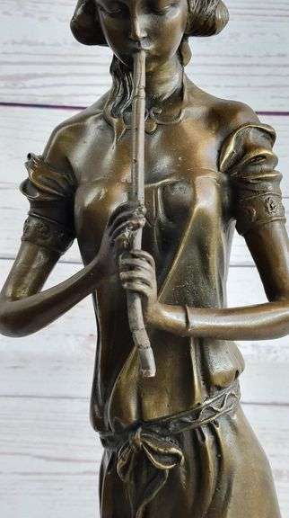 Female Flute Player Bronze Sculpture