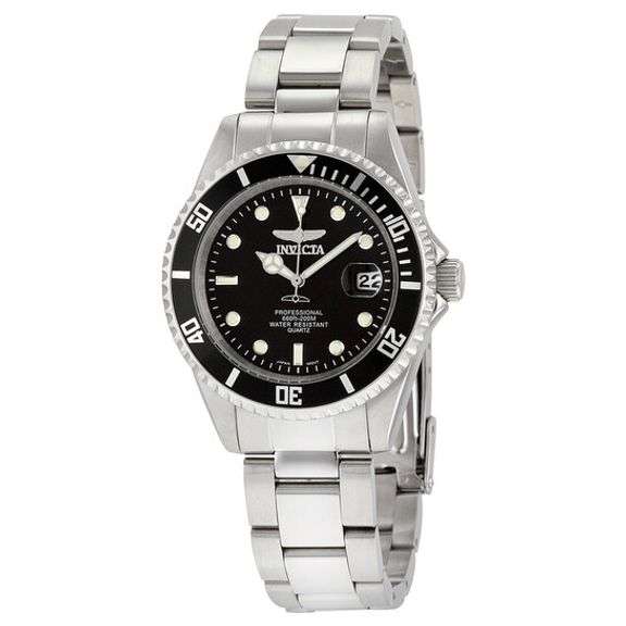 Invicta Pro Diver Black Dial Men's Stainless Steel Watch