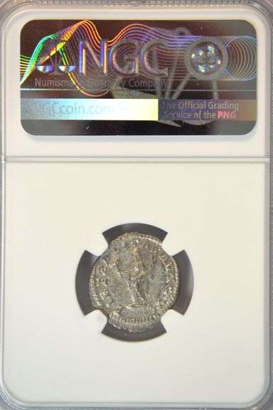 Near Mint Roman Silver Denarius of Emperor Caracalla, 198-217 AD. NGC XF