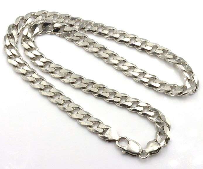 925 Sterling silver 8mm flat curb link chain necklace