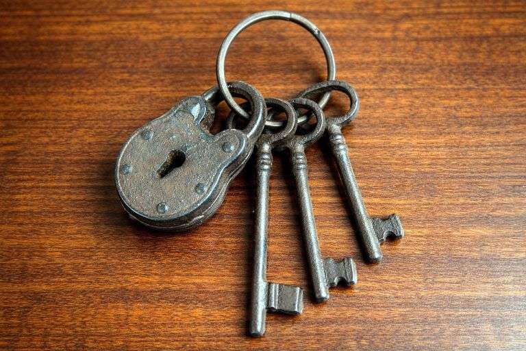 Cast Iron Skeleton Key Ring Set