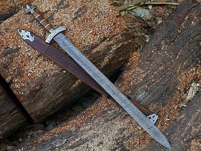 Handmade Damascus Steel Viking Sword AuthenticBlade