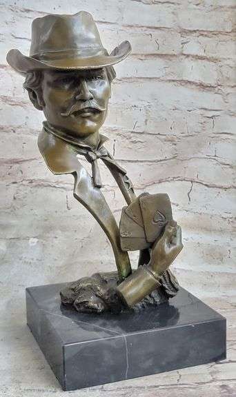 Gambler Cards Casino Game Room Decor Bronze Statue