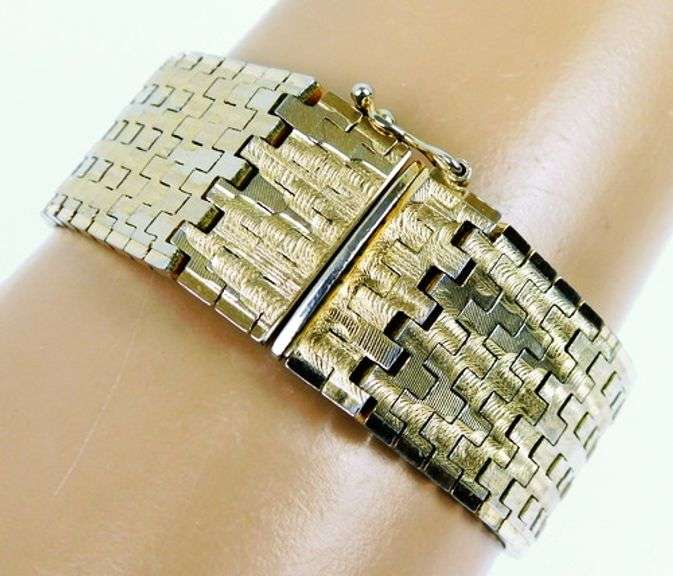 Vintage Italian 18K Gold plated Wide Bracelet