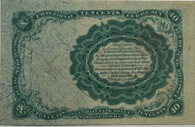 10 Cent Uncirculated Fractional Currency Note