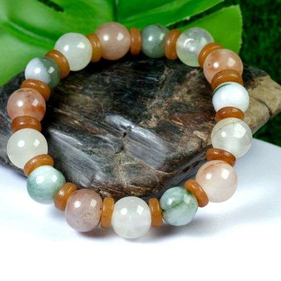 Heavy 167ct multi-color Burmese Jade bracelet!!!