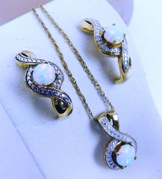 Sterling Opal Necklace & Earrings