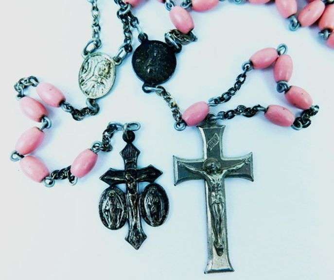 2 Vintage Italian Pink Rosaries