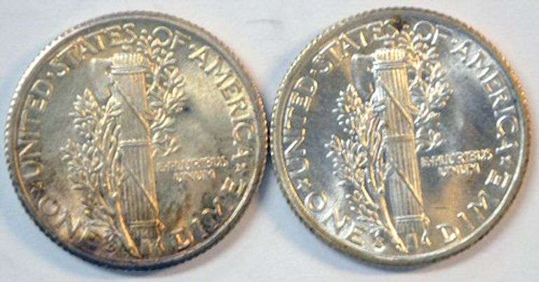 Superb Gem BU 1937-D & 1937-S Mercury Dimes