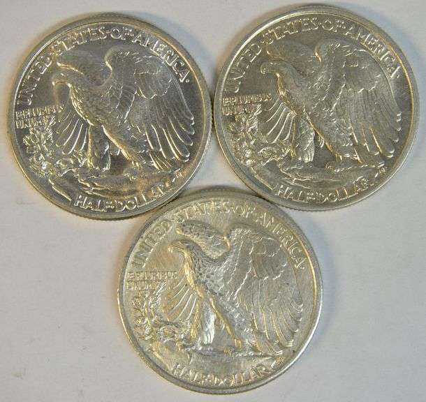 BU 1942, 1943 and AU 1943-S Walking Liberty Half Dollar