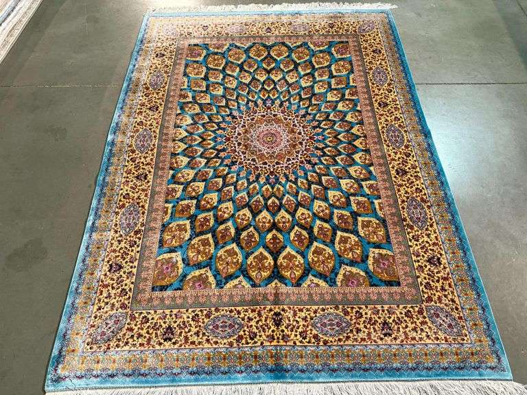 Fine Luxury Silk Rug 4.9x7.6