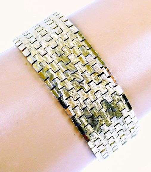 Vintage Italian 18K Gold plated Wide Bracelet