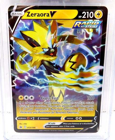 Pokémon 2021 Zeraro V Holo Trade Card, 9 Mint