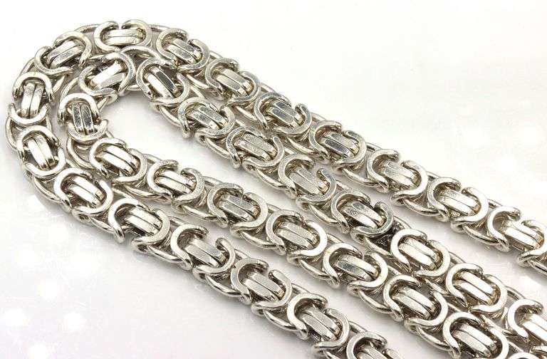 Heavy 11mm flat Byzantine link chain necklace