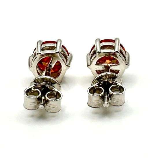 Stunning White Gold Plate 2 Ctw Simulated Padpaparacha Sapphire Earrings