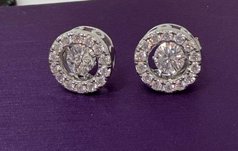 Beautiful Daily wear Circle earrings with center dancing moissanite in sterling silver