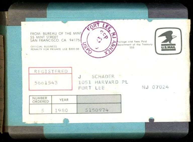 5 1980 US Proof Sets in Original Shipping Box