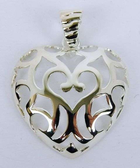 Italian Milor Sterling Open Work Heart Pendant