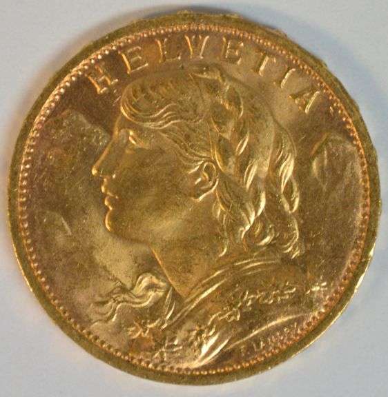 Superb Gem BU 1927 Swiss 20 Francs Gold Piece